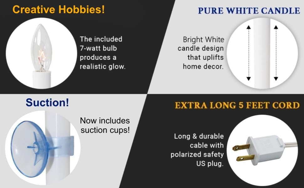 Creative Hobbies Electric Window Candle Lamp With Led Bulb, Brass Plated Base, Dusk To Dawn Sensor Turns Candle On In Dark And O