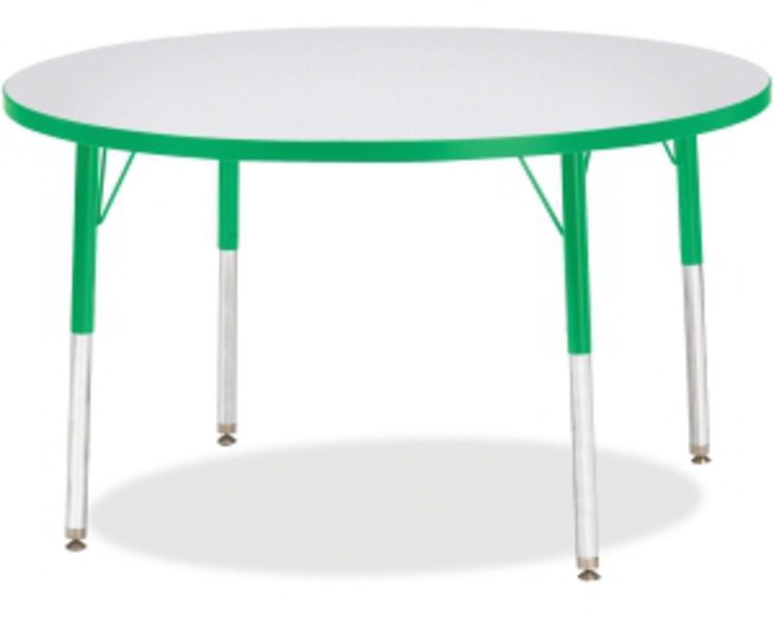 Jonti-Craft Berries 6468Jce119 Round Activity Table, E-Height (15&quot;-24&quot; Adjustable Height), 42&quot; Diameter, Gray/Green/Gray