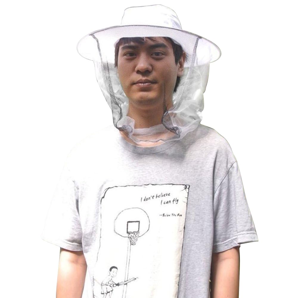 Navadeal White Beekeeper Beekeeping Hat With Veil Mosquito Fly Head Net Face Protection