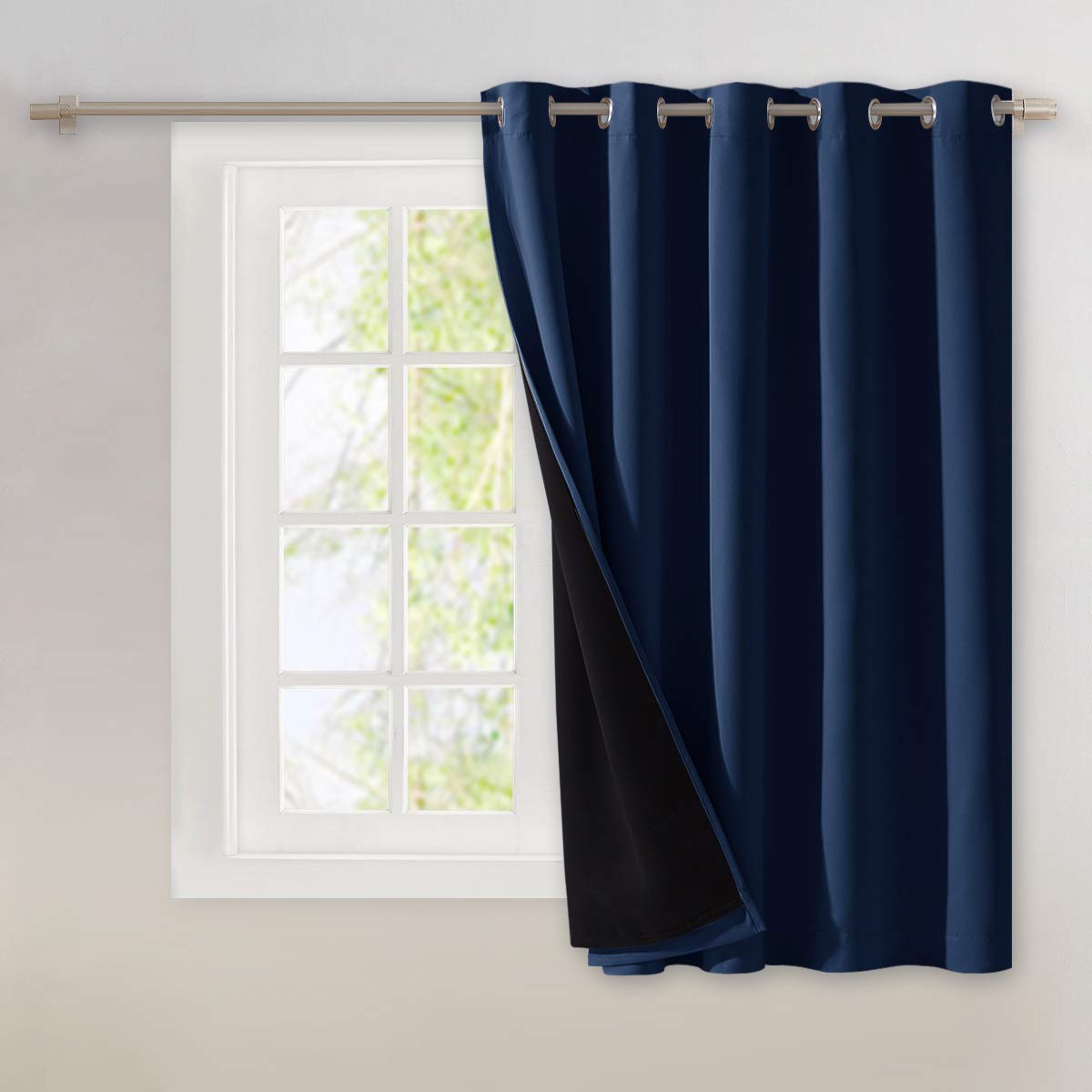 Nicetown 100% Blackout Patio Sliding Door Curtain, Wide Lined Drape, Keep Warm Drapery, Sliding Glass Door Panel For Night Shift