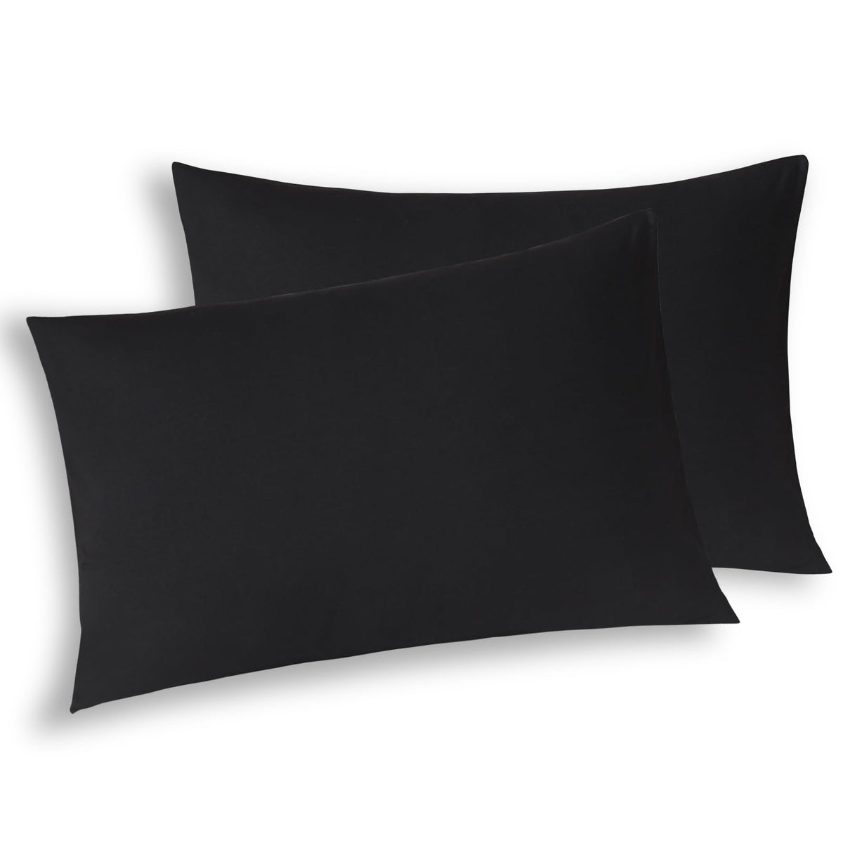 Whatsbedding Queen Jersey Knit Pillowcases Set Of 2, 100% Cotton Bed Pillow Cases Queen Size With Zipper, Soft And Breathable, 2