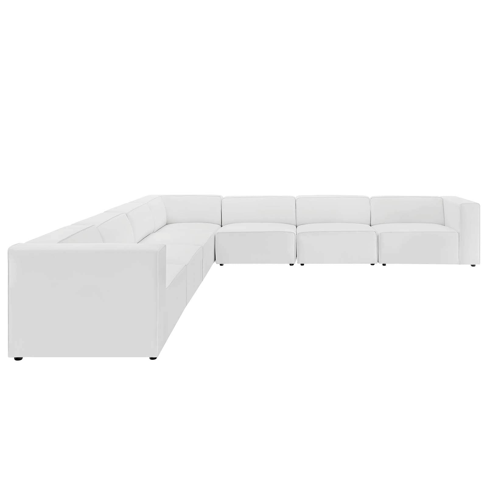 Modway Mingle Vegan Leather 7-Piece Sectional Sofa, White