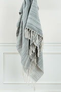 Rizzy Rugs Throw TH0725 Med Gray Banded Tassels 50" x 60" Rectangle