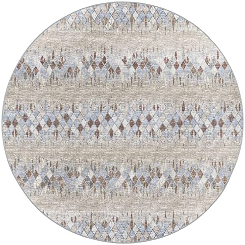 Winslow Wl5 Taupe Transitional Rug Round 4' X 4'