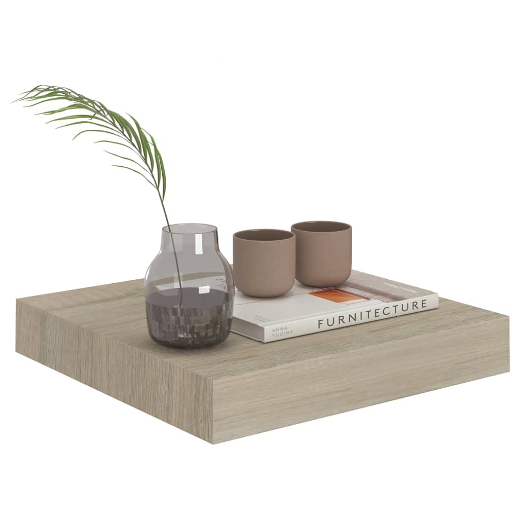 vidaXL 2 pcs Floating Wall Shelves, Oak, 9.1"x9.3"x1.5", Invisible Mounting, Honeycomb MDF and Metal Frame, Durable, for Displaying Collectibles, Suitable for Most Decor Styles