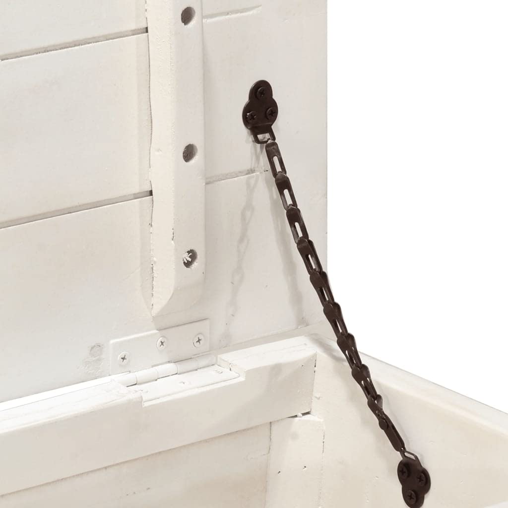 vidaXL Solid Wood Acacia Storage Box with Hand-Carved Patterns - White Wooden TV Cabinet/Sideboard with 1 Cabinet - 43.3&quot;x11.8&quot;x15.7&quot;