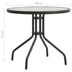 vidaXL Modern Bistro Table - Anthracite Outdoor Table with Tempered Glass Top and Steel Frame - Perfect for Patio, Garden, Balcony - Diameter 31.5" & Height 28"