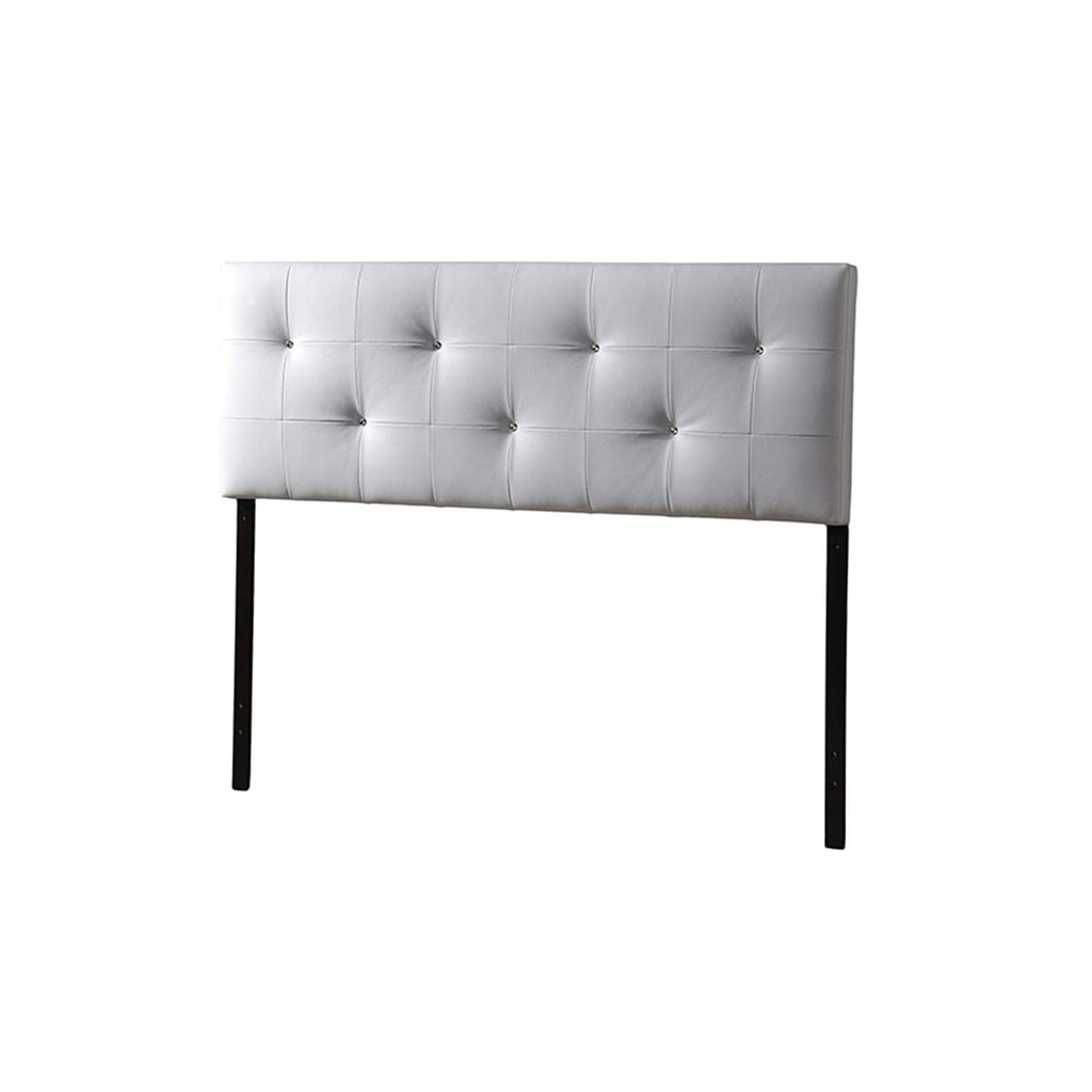 Baxton Studio Dalini Headboard with Faux Crystal Buttons White/Twin
