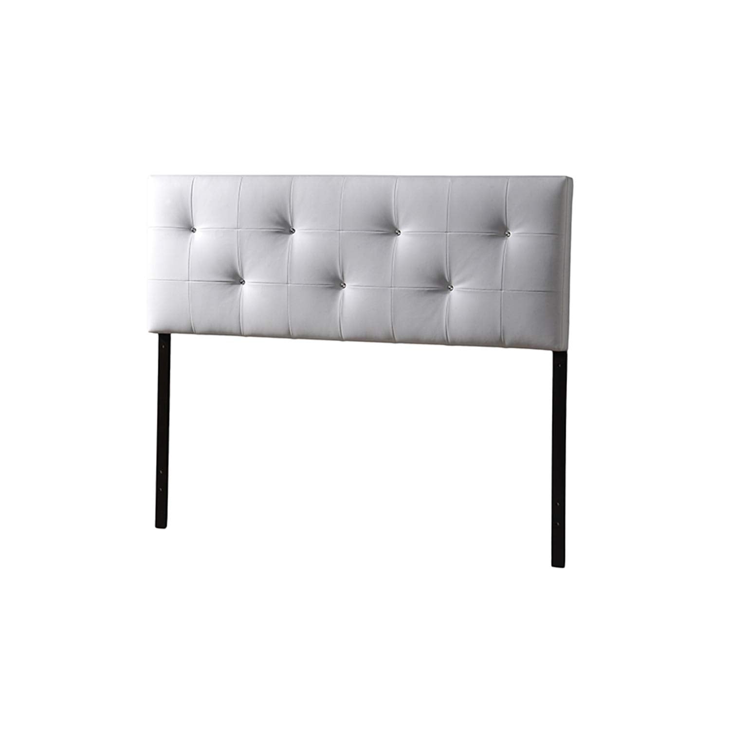 Baxton Studio Dalini Headboard with Faux Crystal Buttons White/Twin