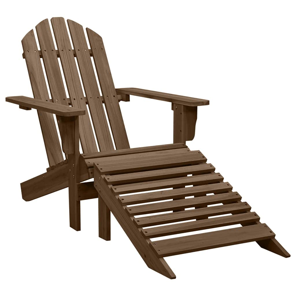 vidaXL Vintage-Inspired Patio Chair with Ottoman - Solid Hardwood and Pinewood - Brown Outdoor/Indoor Furniture - Durable and Weather-Resistant