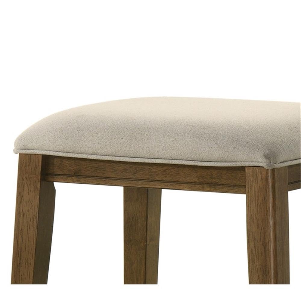 LILOLA LIVING Sasha Walnut Counter Height Stool with Upholstered Seat