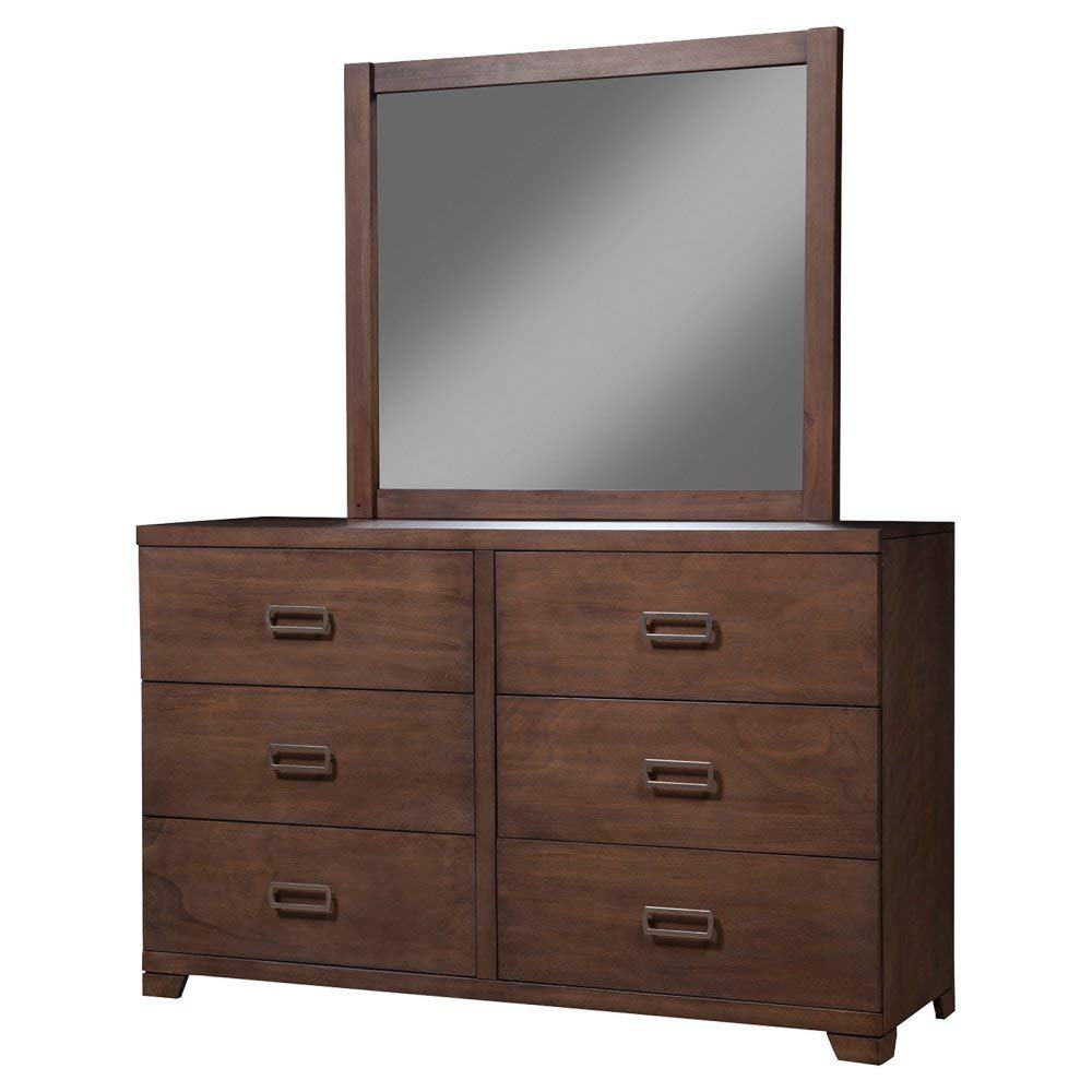 Alpine Furniture Savannah 6 Drawer Dresser, Pecan