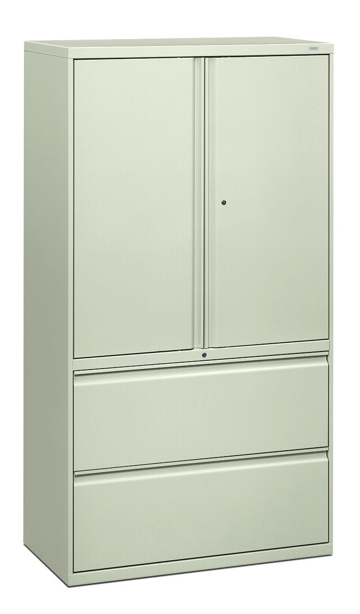 Hon 885Lsq 800 Series 36 By 19-1/4-Inch Lateral File With Storage Cabinet, Light Gray