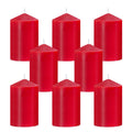 2x3 Inch Red Pillar Candles, 24 Hour Small Unscented Dripless Advent Candles for Christmas Home Party Holidays, Set of 8