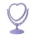 AKOAK 1 Pack Simple and Lovely Heart-Shaped Cosmetic Mirror Plastic Double-Sided Rotatable Dresser Mirror Lightweight Mirror Bat