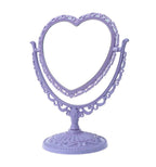 AKOAK 1 Pack Simple and Lovely Heart-Shaped Cosmetic Mirror Plastic Double-Sided Rotatable Dresser Mirror Lightweight Mirror Bat