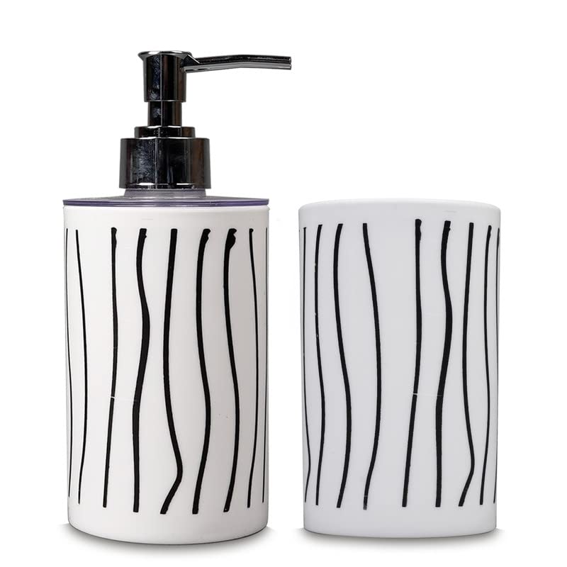 SHENRON Toothbrush Holder and Handwash Liquid Dispenser for Wash Basin, Bathroom and Sink, Bathroom Accessories Set for Utility