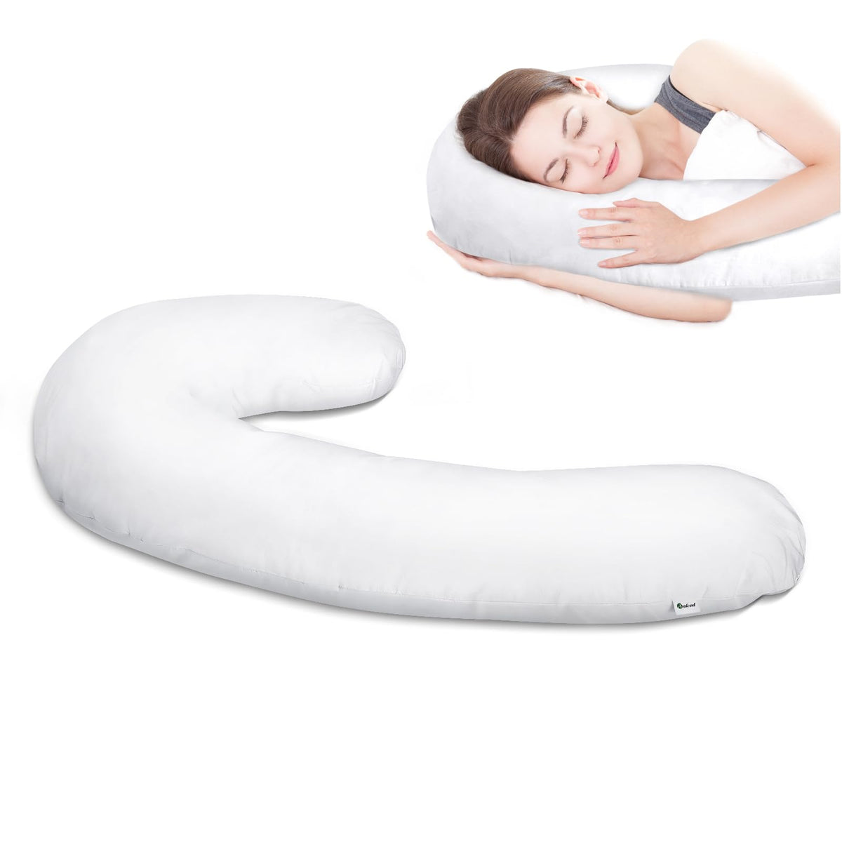 Pillowcase Compatible With J Shape Contourr Swan Body Pillow Original And Cool Xl Sizes, Breathable And Soft Fabric, White, 1 Pa