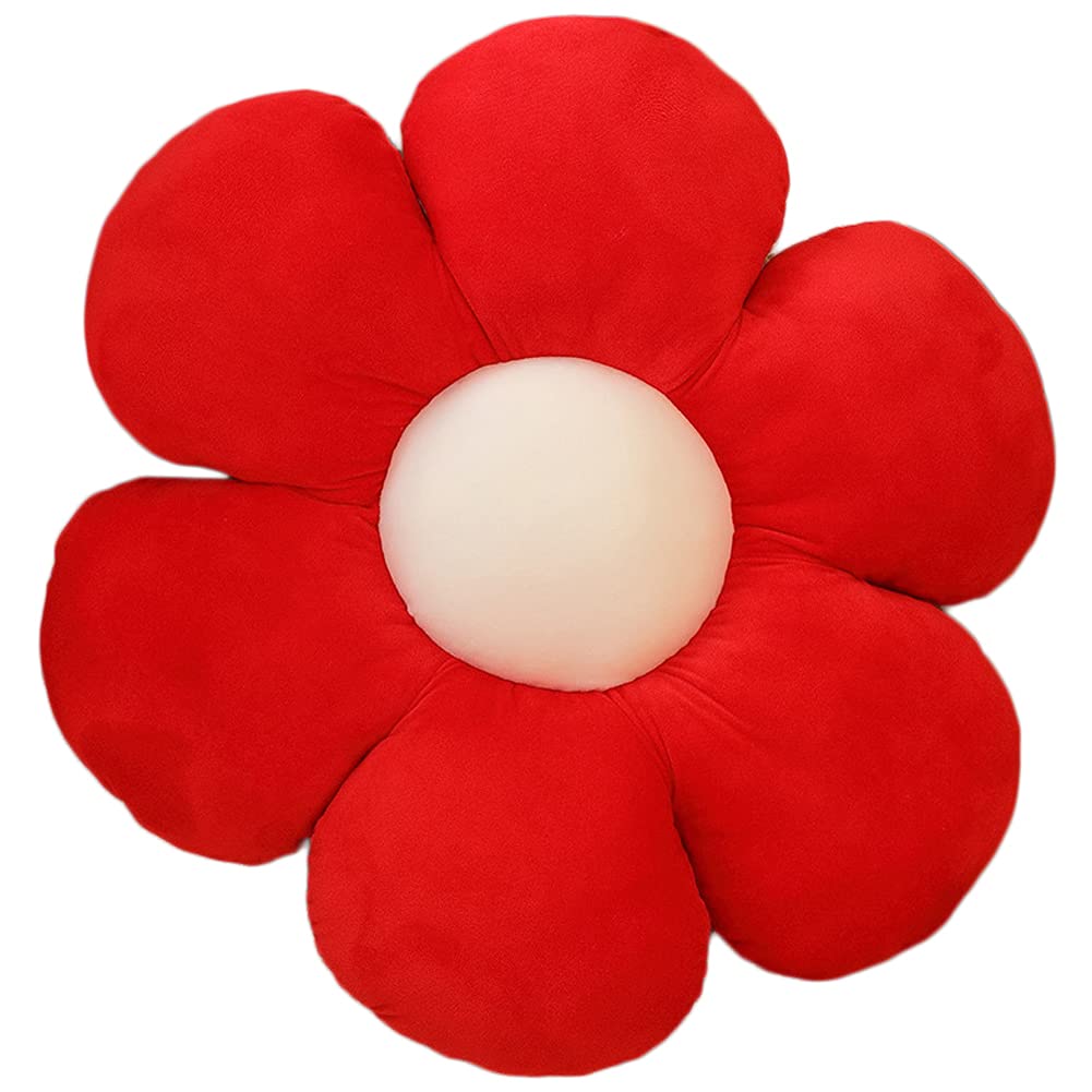 Lannery Flower Plush Throw Pillows, Flower Floor Pillow Seating Cushion Toy For Reading, Room, Watching Tv (25.6', Red)