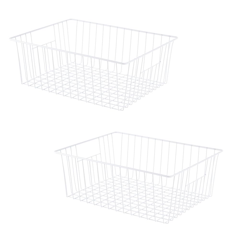 Y.Z.Bros 16 L x 12 W Wider Freezer Storage Organizer Baskets Container, Deep Metal Wire Chest Upright Refrigerator Divider Bin