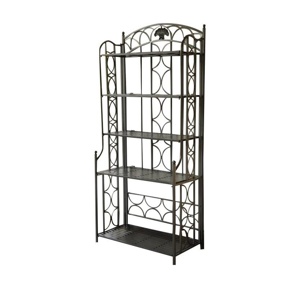 International Caravan 5-Tier Iron Indoor/Outdoor Bakers Rack, Pewter