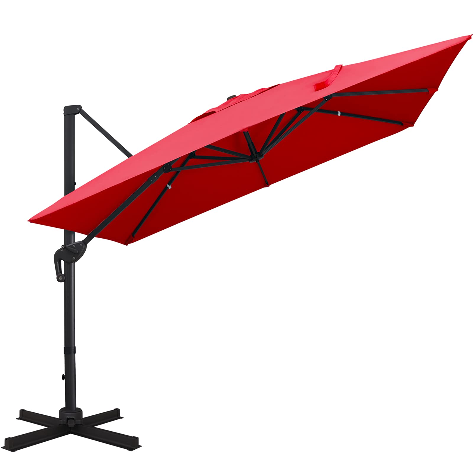 Sunnyglade 10X10Ft Cantilever Patio Umbrella Square Deluxe Offset Umbrella 360Rotation & Integrated Tilting System Heavy Duty Pa