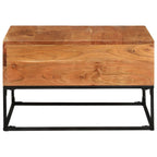 vidaXL Acacia Wood Coffee Table - Square Side Couch Accent Table with Polished Finish and Iron Legs for Living Room, Lounge