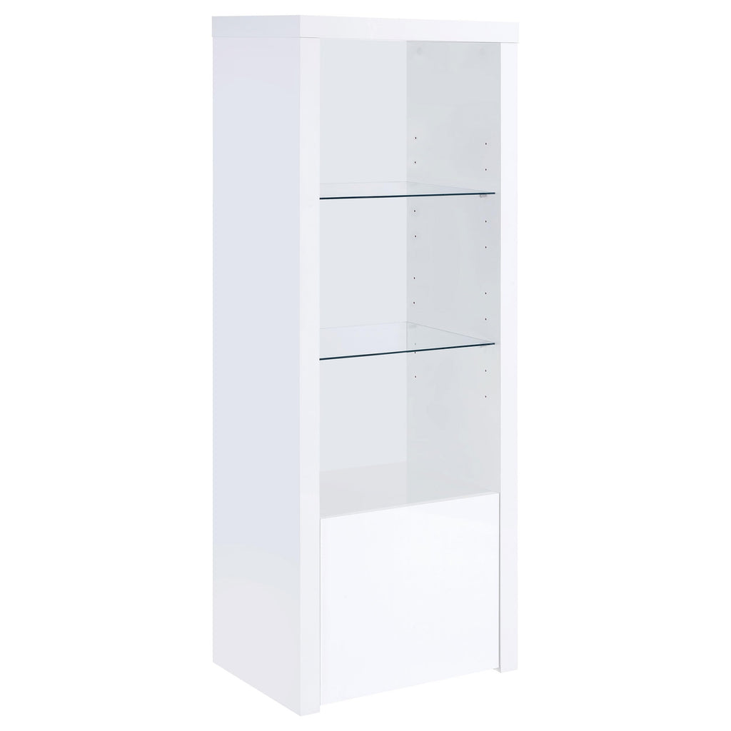 Coaster Home Furnishings Jude 3-Shelf Media Tower with Storage Cabinet White High Gloss