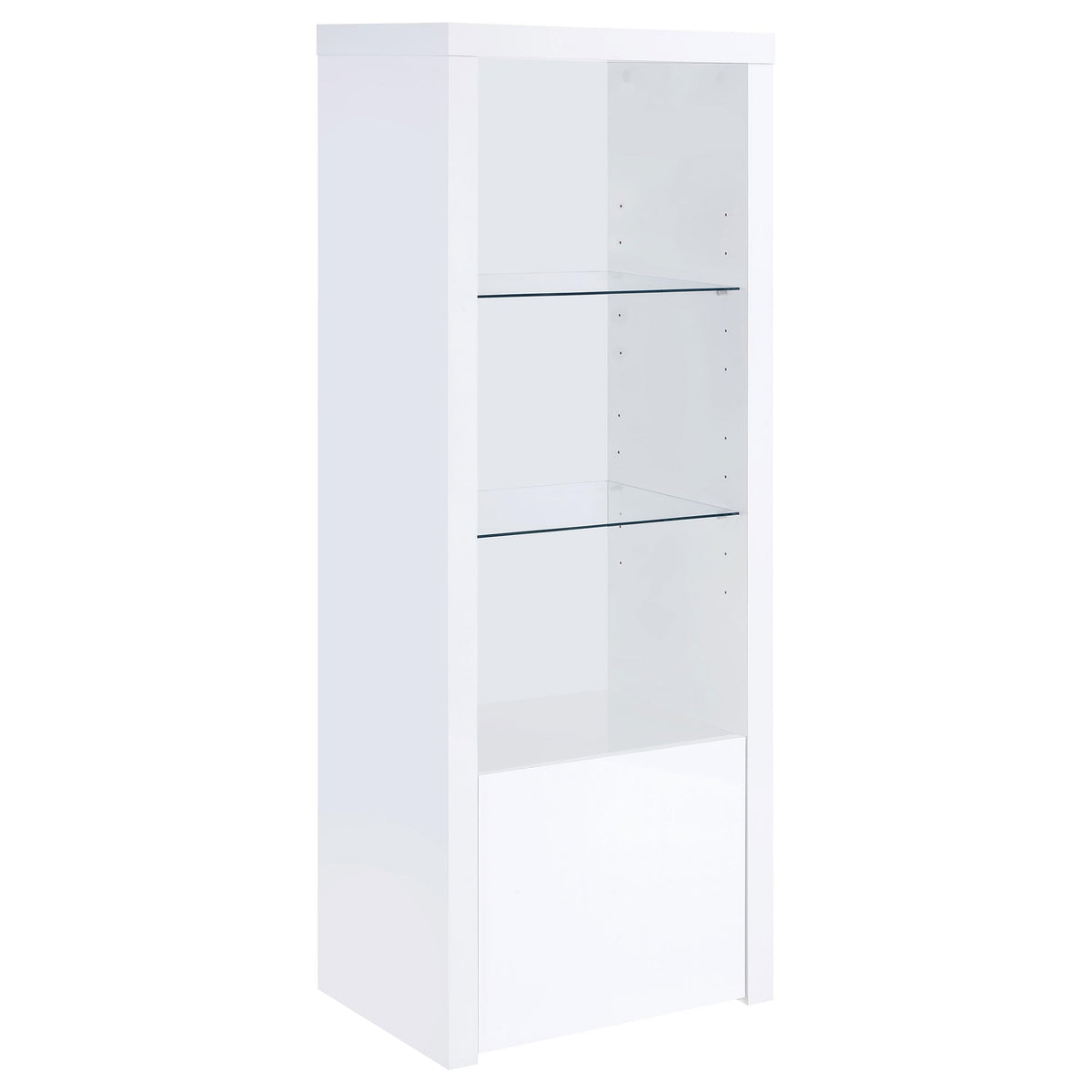 Coaster Home Furnishings Jude 3-Shelf Media Tower with Storage Cabinet White High Gloss