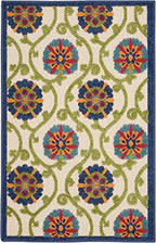 HomeRoots Blue/Multicolor 100% Polypropylene 3’ x 4’ Blue Floral Vines Indoor Outdoor Area Rug
