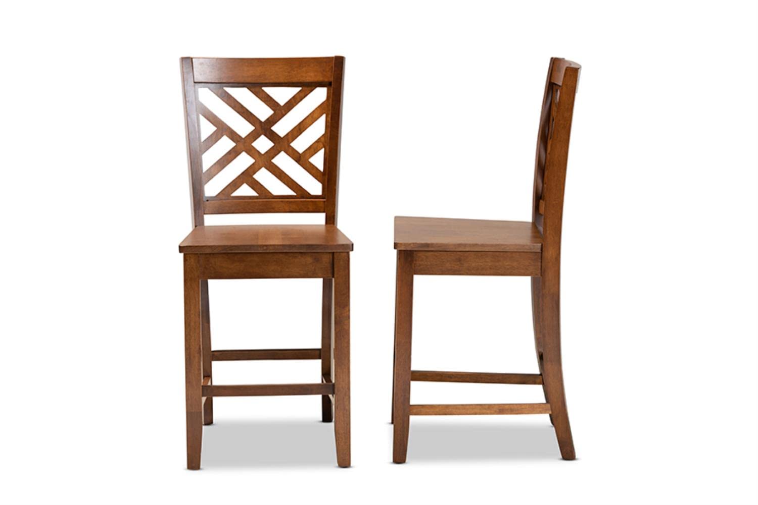 Baxton Studio Caron Modern and Contemporary Transitional Walnut Brown Finished Wood 2-Piece Counter Stool Set