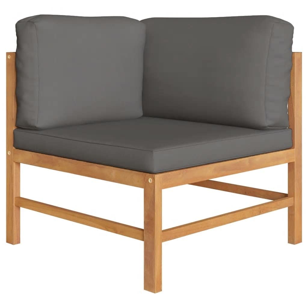 vidaXL Corner Sofas 2 pcs with Dark Gray Cushions Solid Teak Wood