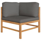vidaXL Corner Sofas 2 pcs with Dark Gray Cushions Solid Teak Wood