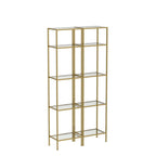 Crosley Furniture Aimee 2-Piece Bookshelf Set With Glass Shelves, Bookcase Storage, Gold And Glass