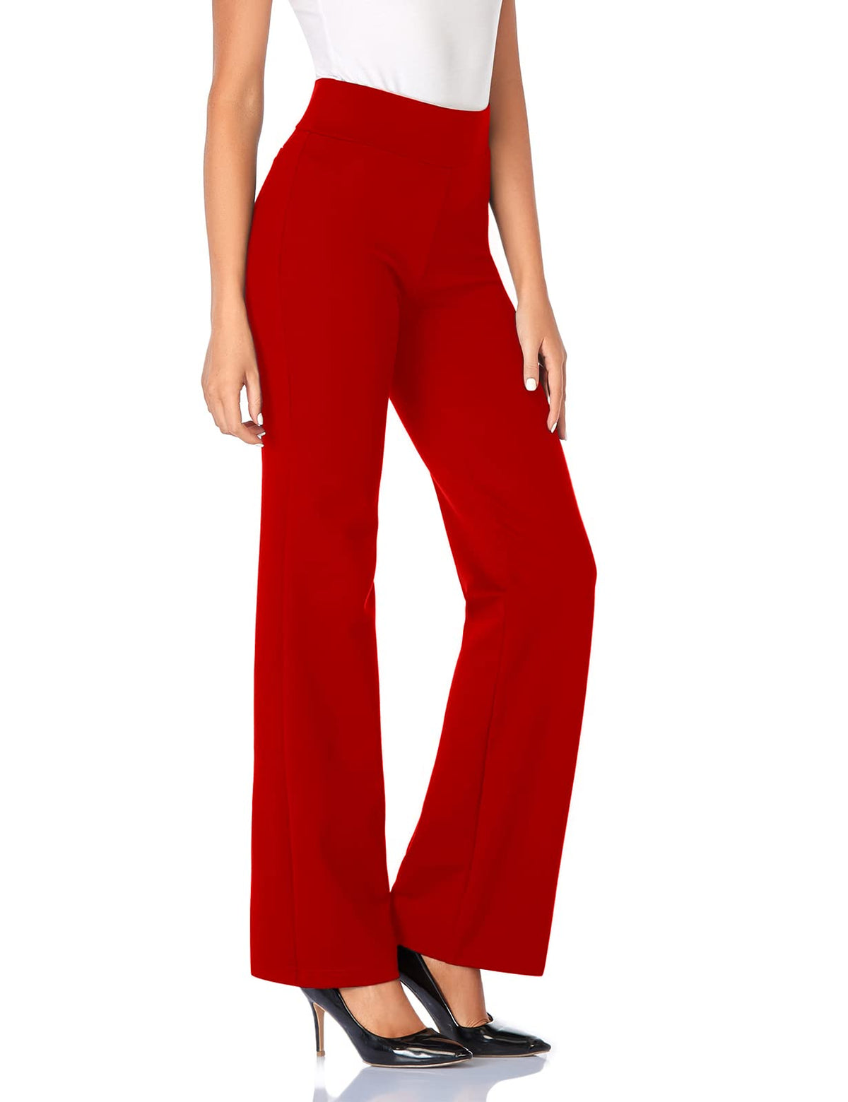 Tapata Womens 32 High Waist Stretchy Bootcut Dress Pants Tall, Petite, Regular For Office Business Casual Red L12