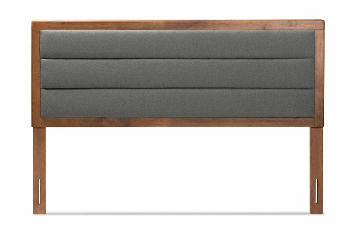 Baxton Studio Dexter Modern and Contemporary Dark Grey Fabric Upholstered and Walnut Brown Finished Wood King Size Headboard