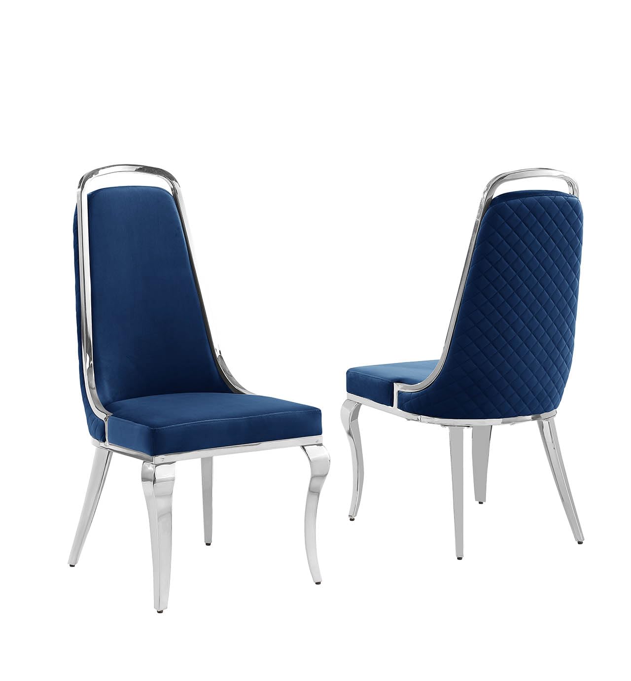 Best Quality Furniture SC310-317 Dining Chairs, Navy Blue/Silver