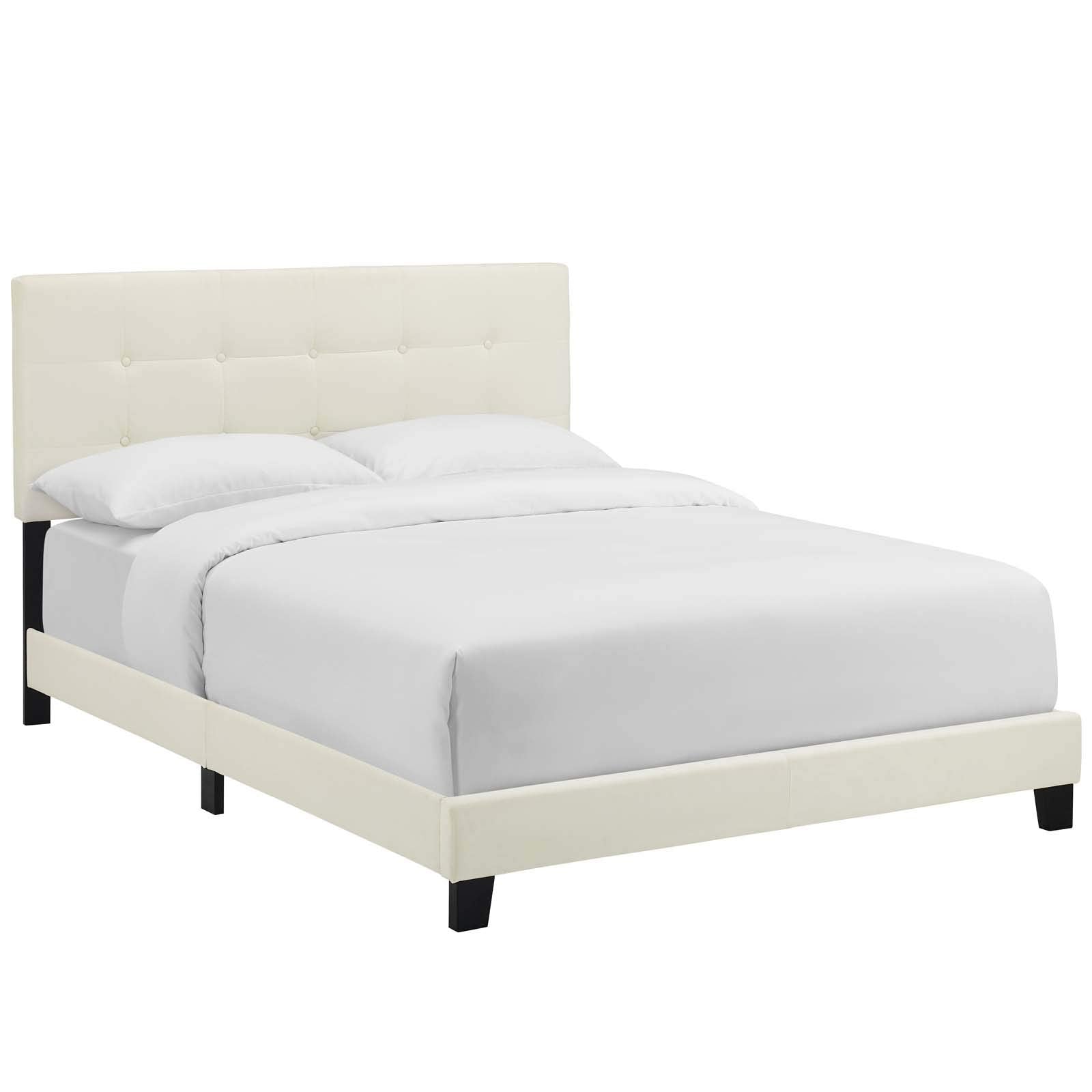 Modway Amira Tufted Performance Velvet Upholstered Full Bed In Ivory