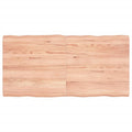 vidaXL Light Brown Solid Oak Wood Treated Table Top with Live Edge Design - Versatile for Home or Commercial Use'
