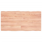 vidaXL Light Brown Solid Oak Wood Treated Table Top with Live Edge Design - Versatile for Home or Commercial Use'