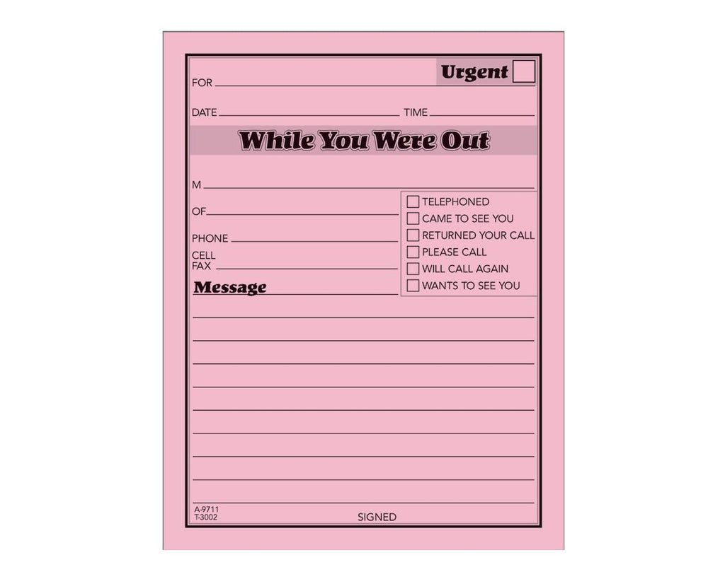 Tops While You Were Out One-Sided Note Pads, 4.25 X 5.5 Inches, Pink, 50 Sheets Per Pad, 12 Pads Per Pack (3002P)