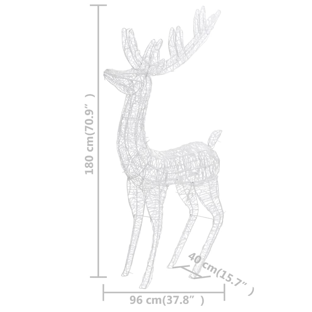 Vidaxl Reindeer Christmas Decoration 2 Pcs, Pre-Lit Christmas Lighting With 250 Leds, Xmas Decoration For Indoor Outdoor, Holiday Ornament, Cold White