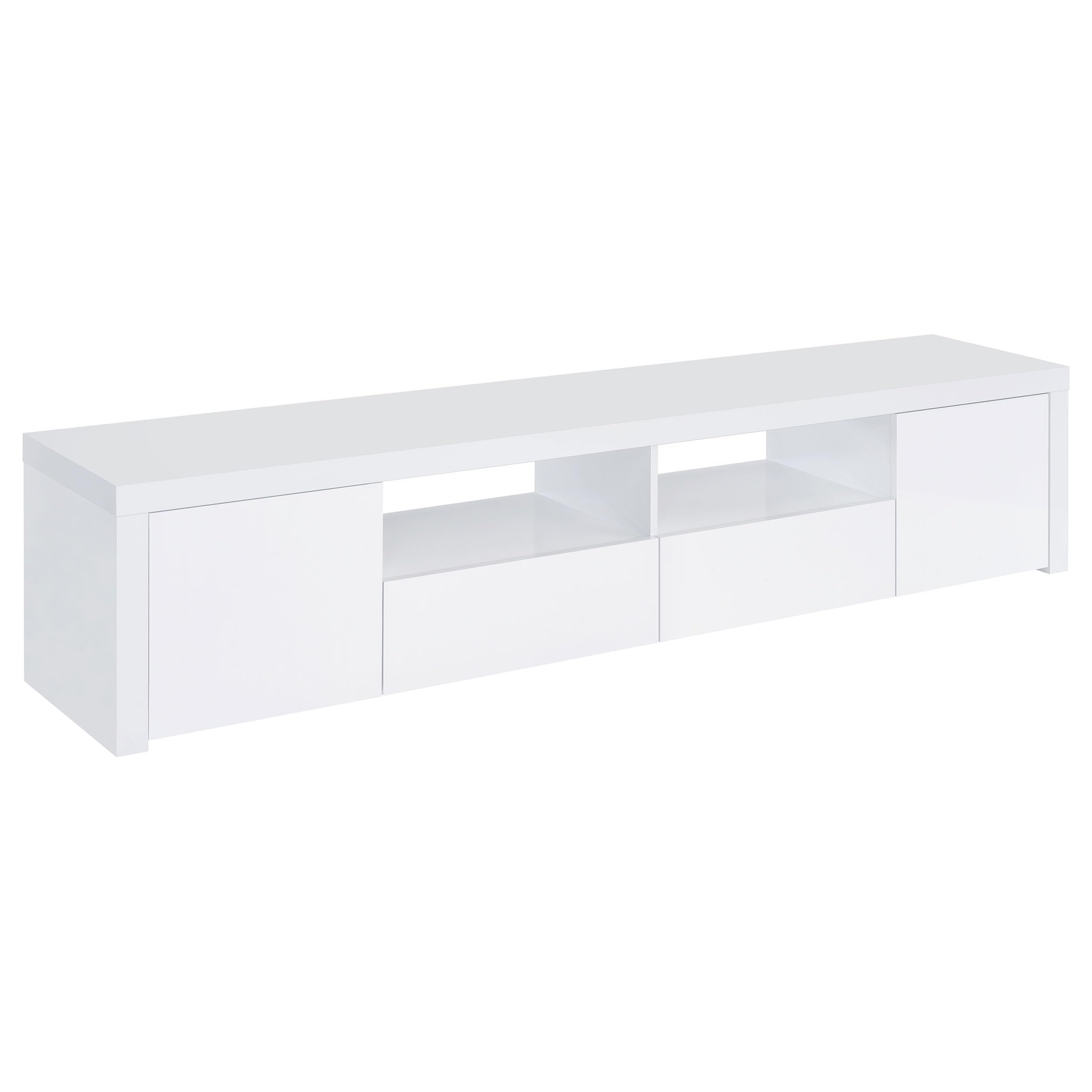 Coaster Home Furnishings Jude 2-Door 79&quot; Tv Stand With Drawers White High Gloss
