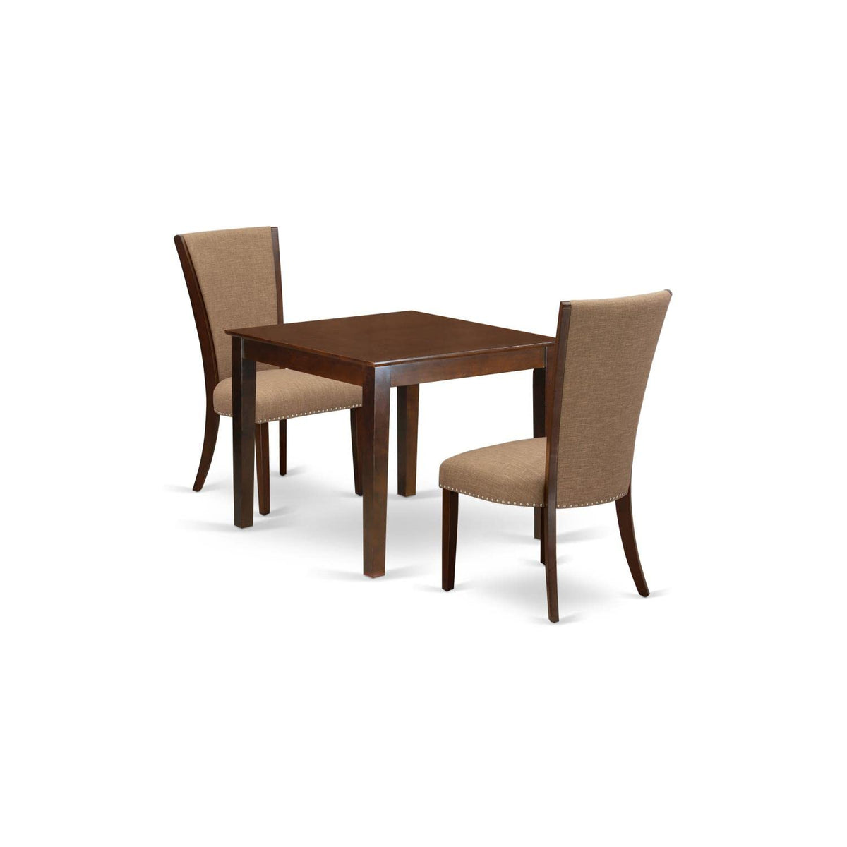 East West Furniture Mid Century Kitchen Table Set - Mahogany Finish - 2 Light Sable Chairs Wood/Light Sable