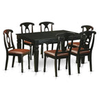 East West Furniture WEKE7-BLK-LC 7 Piece Dining Room Table Set Consist of a Rectangle Kitchen Table with Butterfly Leaf and 6 Faux Leather Upholstered Chairs, 42x60 Inch, Black
