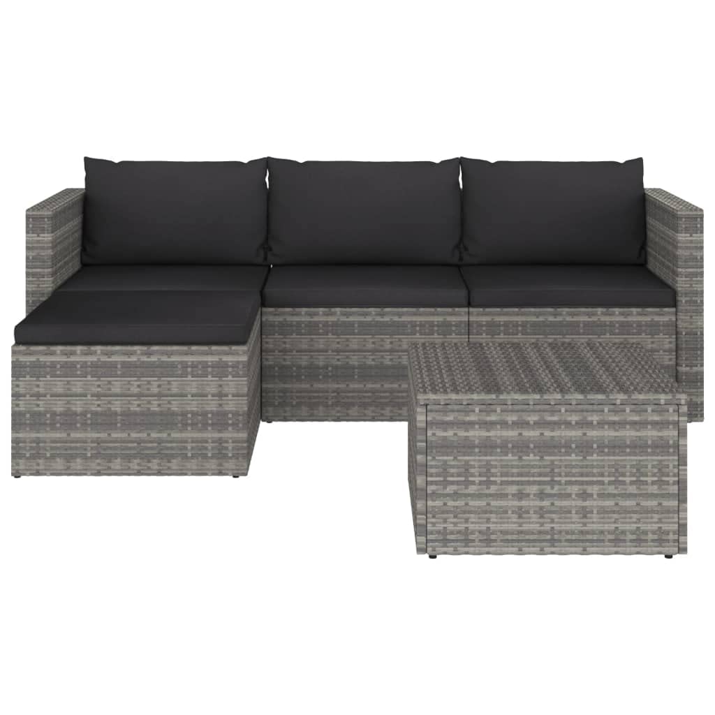 vidaXL 3 Piece Garden Lounge Set with Cushions Poly Rattan Gray