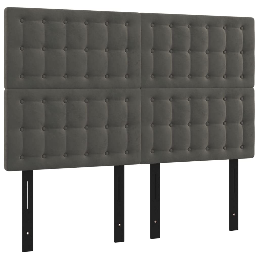 Vidaxl Led Headboard Home Indoor Bedroom Bed Accessory Upholstered Bed Header Furniture With Led Dark Gray 56.7"X2"X46.5"/50.4" Velvet