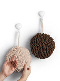 Sophie & Panda Fuzzy Ball Towel (Set of 2) Creamy and Brown - Dry your hand conveniently with This creative Bath towel set decor