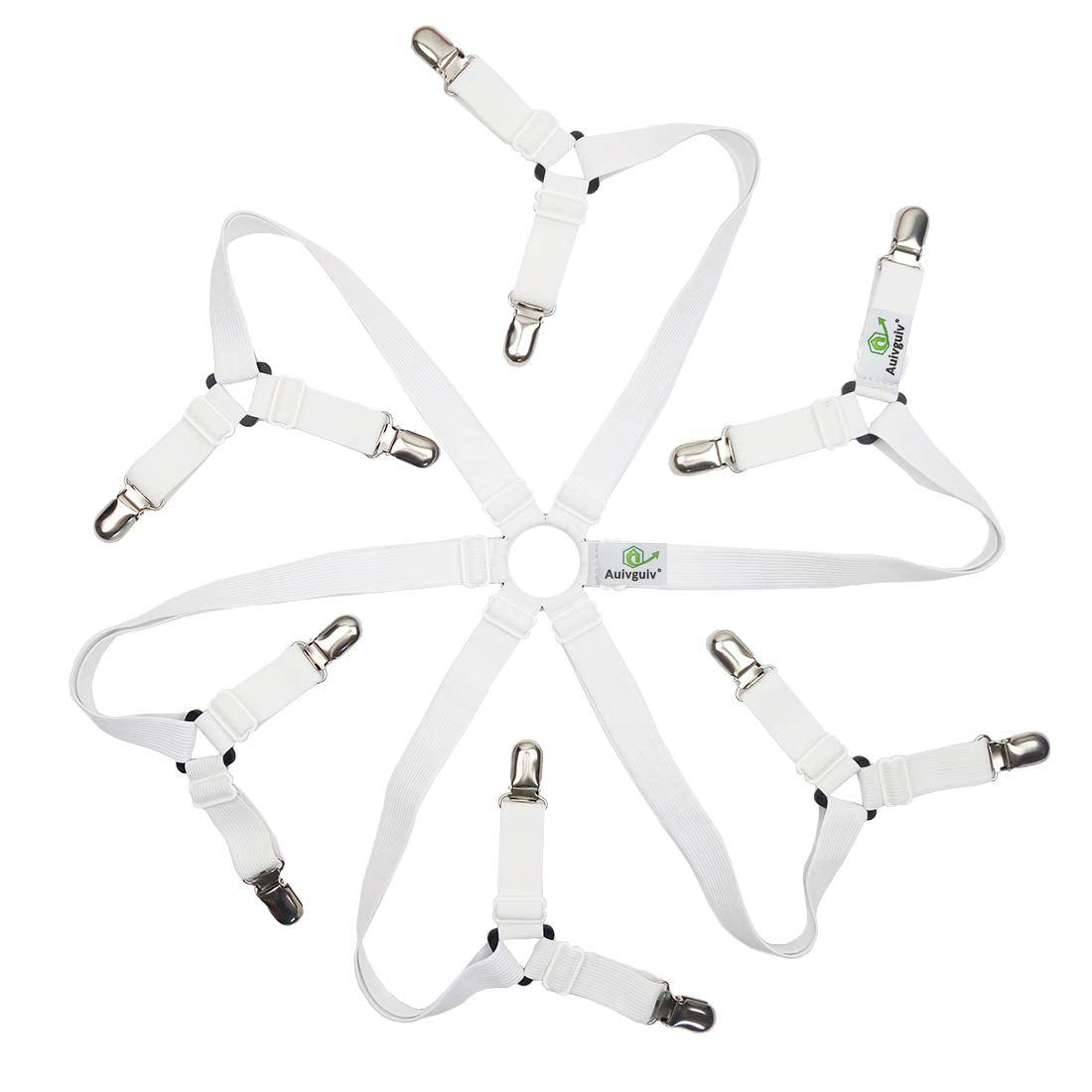 Auivguiv Adjustable Elastic Fitted Sheet Straps,Crisscross Bed Sheet Fasteners Suspenders,Fit Round And Square Mattresses (3 Way