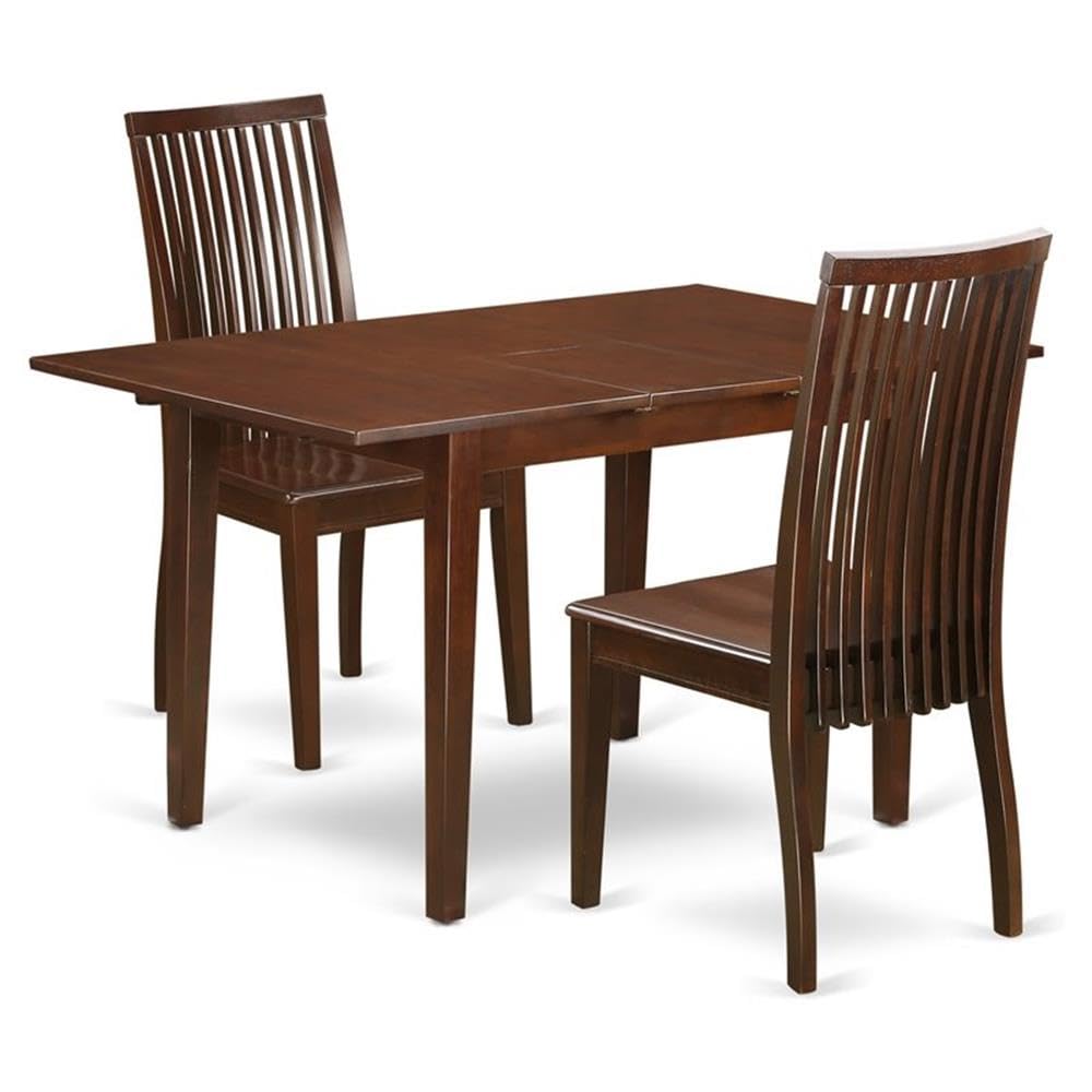East West Furniture Noip3-Mah-W 3 Piece Dining Room Furniture Set Contains A Rectangle Kitchen Table With Butterfly Leaf And 2 Dining Chairs, 32X54 Inch, Mahogany